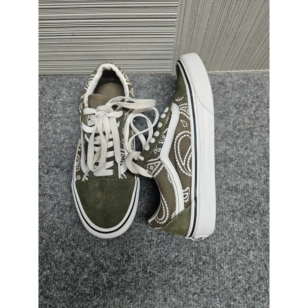 Vans Old Skool Boys 6Y Green White Suede Skate Sneaker Lace‎ Up Retro Shoes